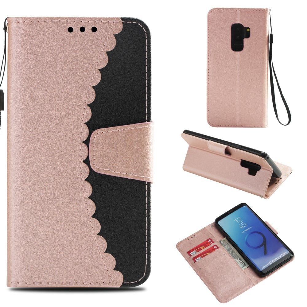 marque generique - Etui en PU épissage bi-couleur en or rose/noir pour votre Samsung Galaxy S9 Plus SM-G965 - Autres accessoires smartphone