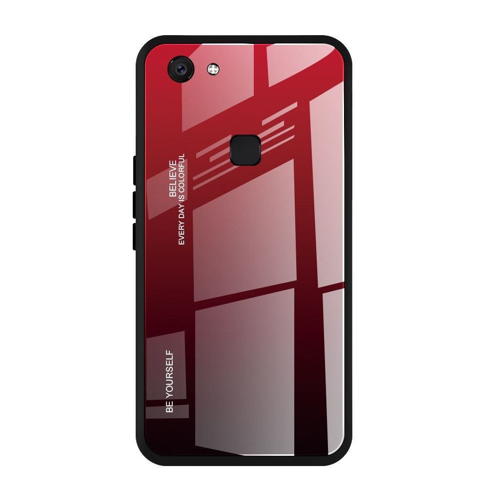 Wewoo - Coque Pour Vivo V7 Gradient Color Glass Case Rouge - Coque, étui smartphone