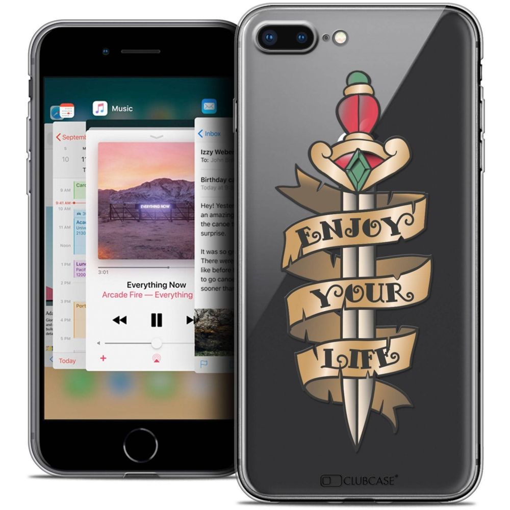 Caseink - Coque Housse Etui Apple iPhone 8 Plus (5.5 ) [Crystal Gel HD Collection Tatoo Lover Design Enjoy Life - Souple - Ultra Fin - Imprimé en France] - Coque, étui smartphone