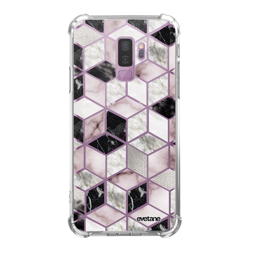 Evetane - Coque Samsung Galaxy S9 Plus anti-choc souple avec angles renforcés transparente Cubes Géométriques Evetane - Coque, étui smartphone