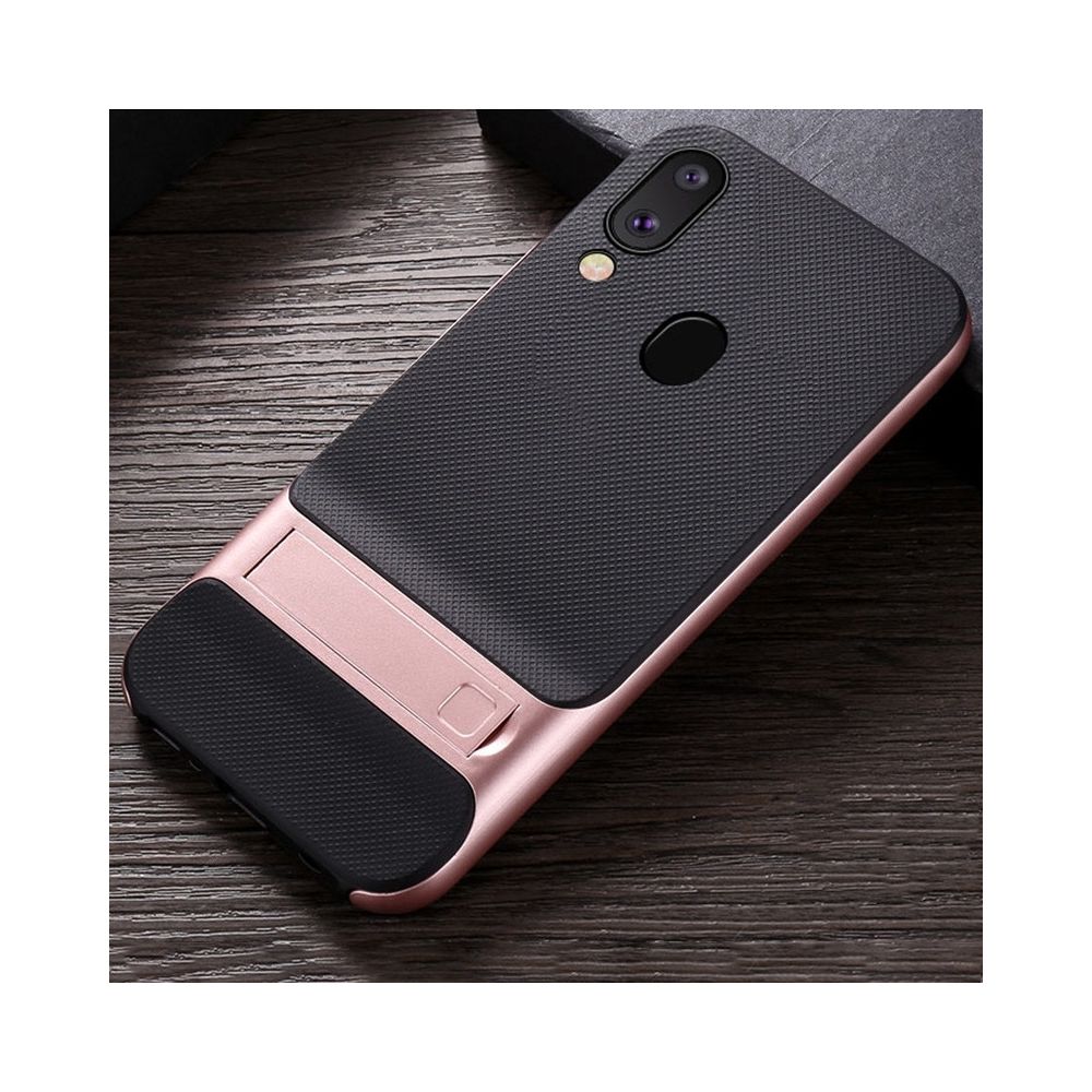 Wewoo - Coque Pour Galaxy M20 Plaid Texture Antidérapant TPU + PC Case avec Support Rose Gold - Coque, étui smartphone