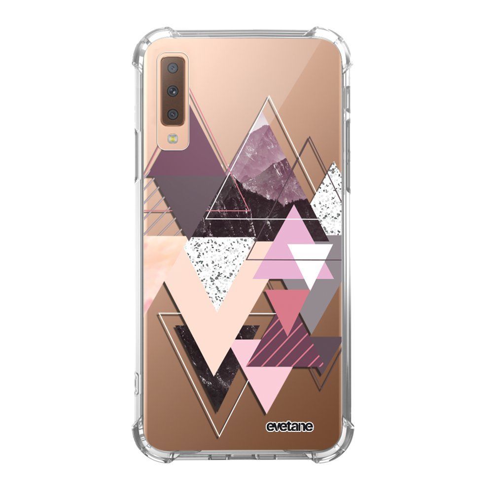 Evetane - Coque Samsung Galaxy A7 2018 anti-choc souple avec angles renforcés transparente Triangles Design Evetane - Coque, étui smartphone