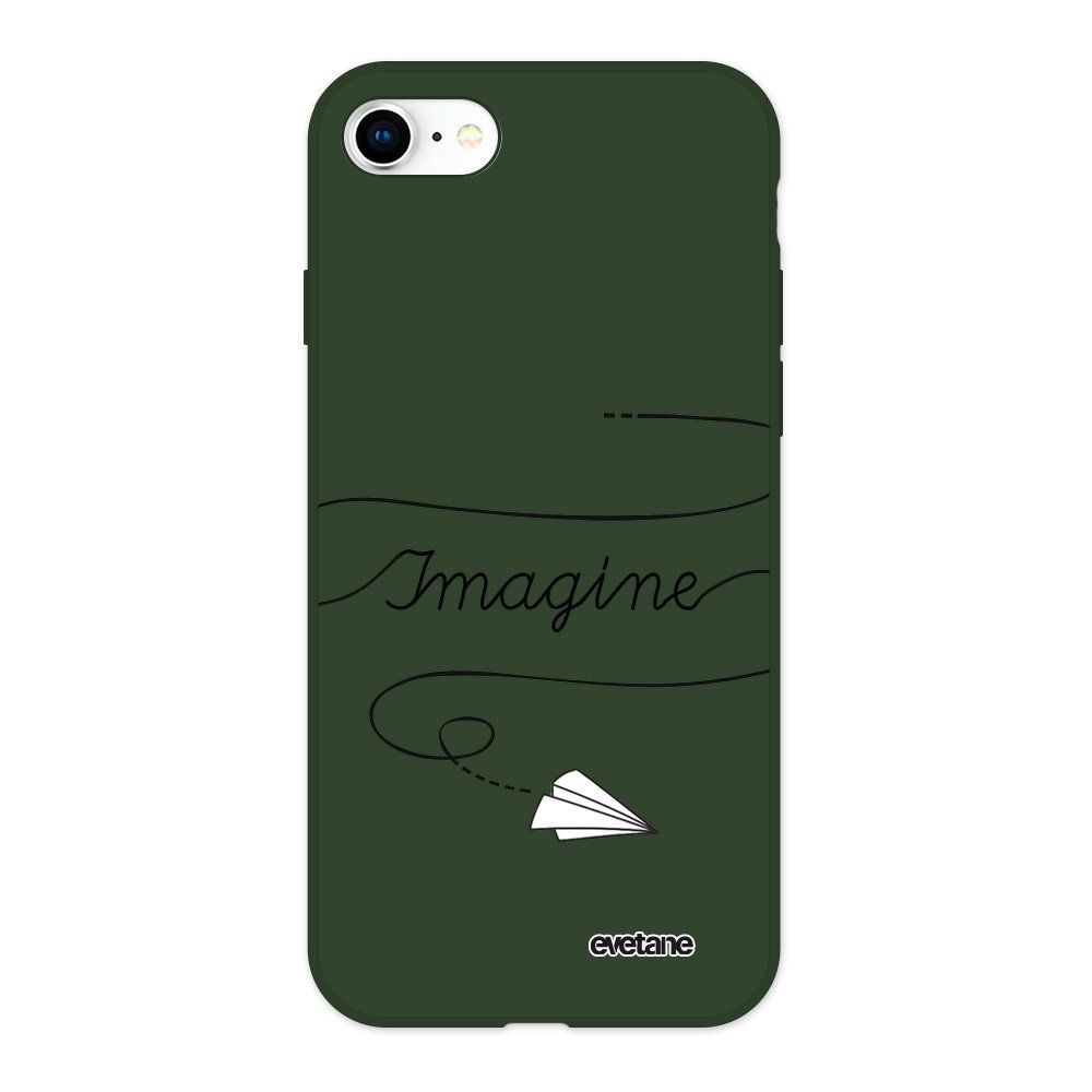 Evetane - Coque iPhone 7/8/ iPhone SE 2020 Silicone Liquide Douce vert kaki Imagine Ecriture Tendance et Design Evetane - Coque, étui smartphone