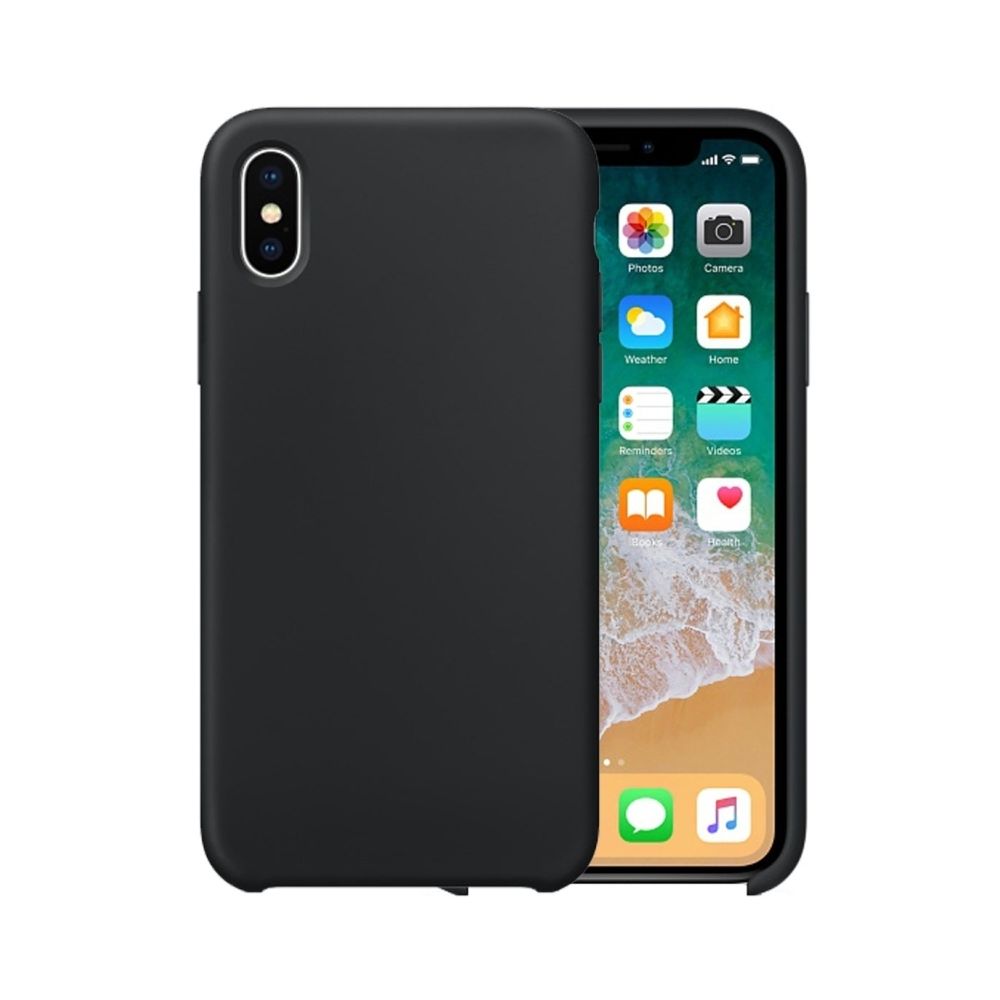 Wewoo - Coque noir pour iPhone X Couleur Pure Silicone Liquide + PC Dropproof Étui de Protection Arrière - Coque, étui smartphone
