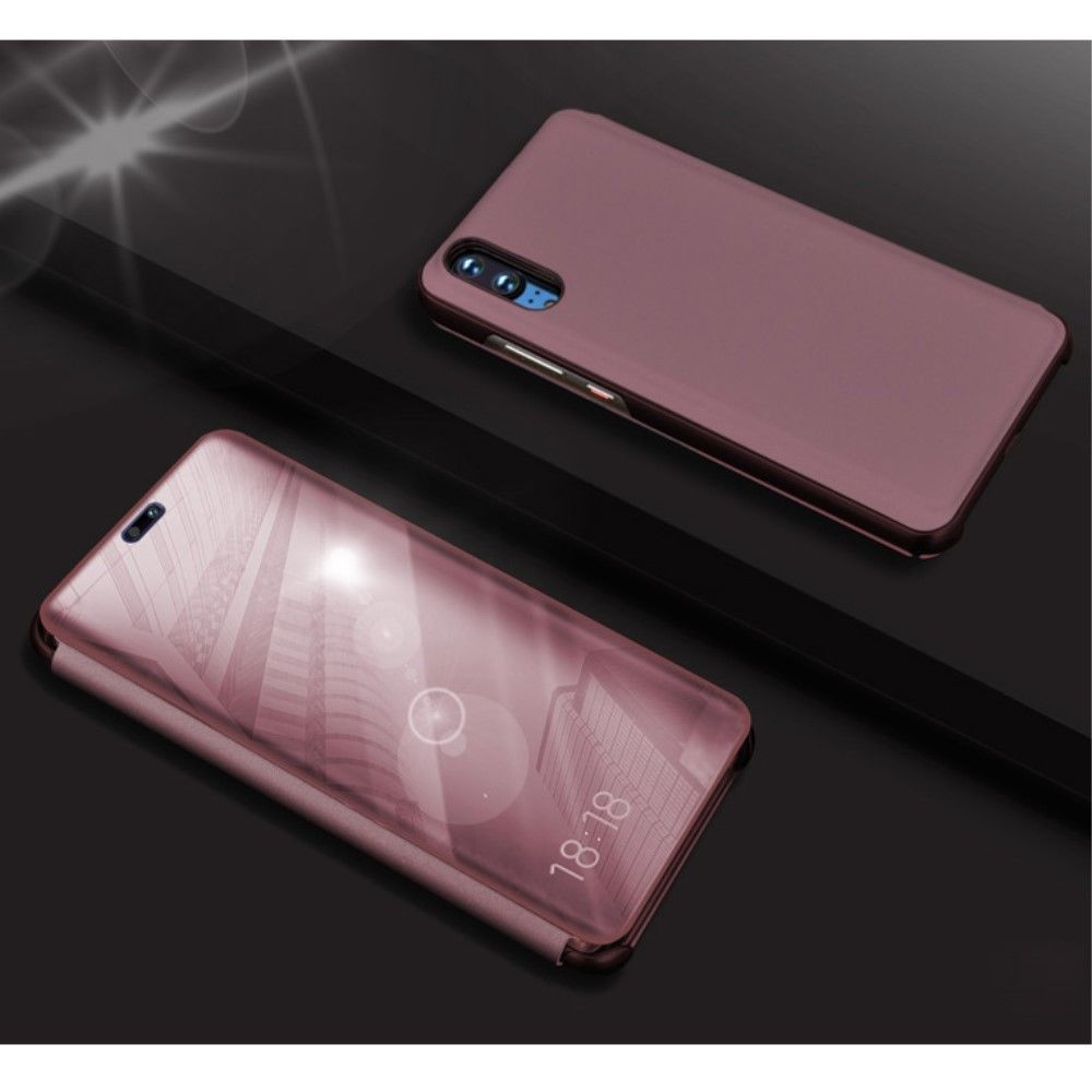 marque generique - Etui en PU  la fenêtre d'affichage surface miroir or rose pour Huawei P20 - Autres accessoires smartphone