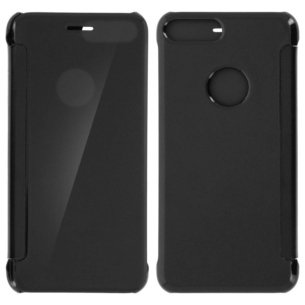 Avizar - Housse Etui Folio Miroir Noir iPhone 7 Plus / iPhone 8 Plus Clapet translucide - Coque, étui smartphone