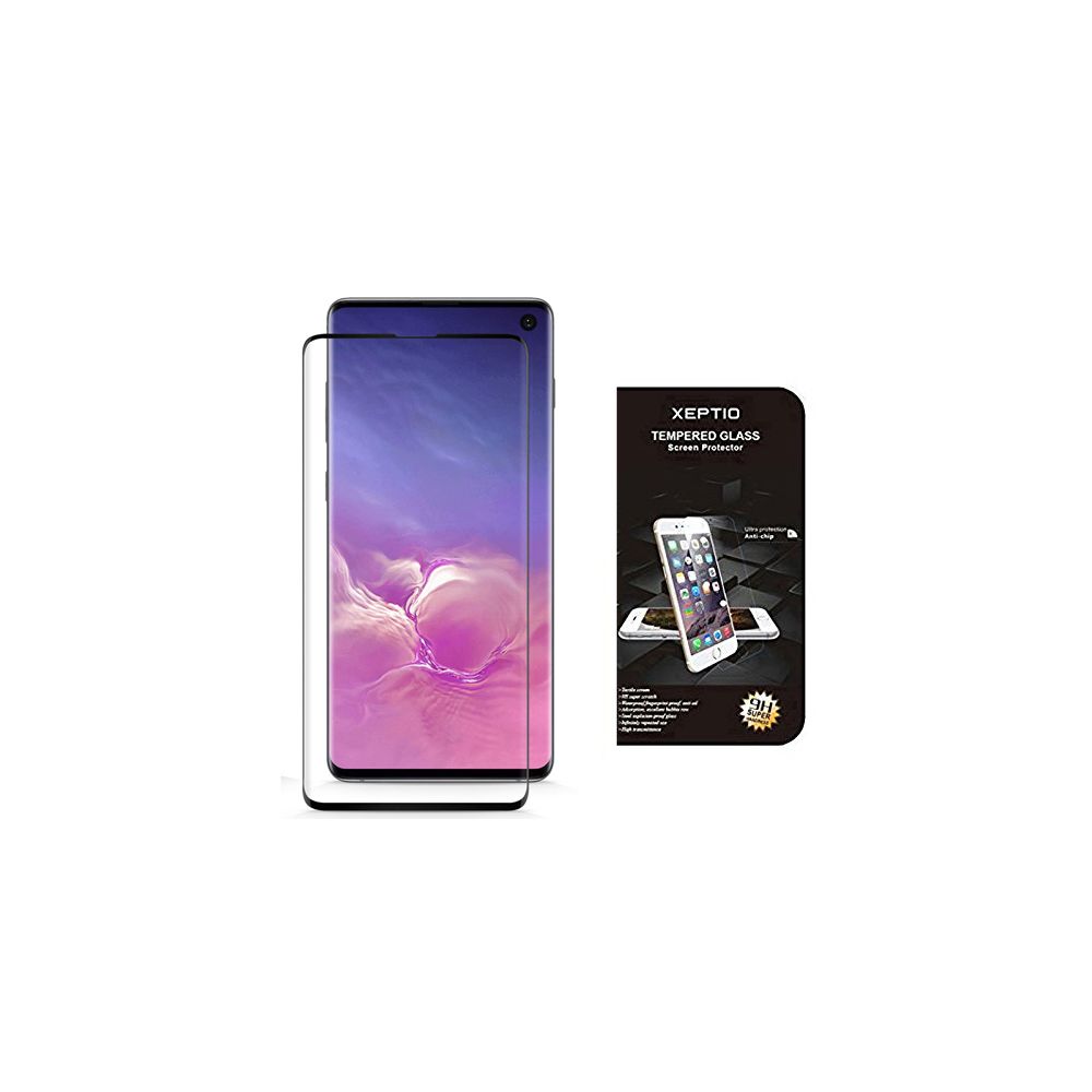 Xeptio - Samsung Galaxy S10+ (S10 Plus) verre trempé protection écran vitre Full cover noir ET coque transparente - Protection écran smartphone