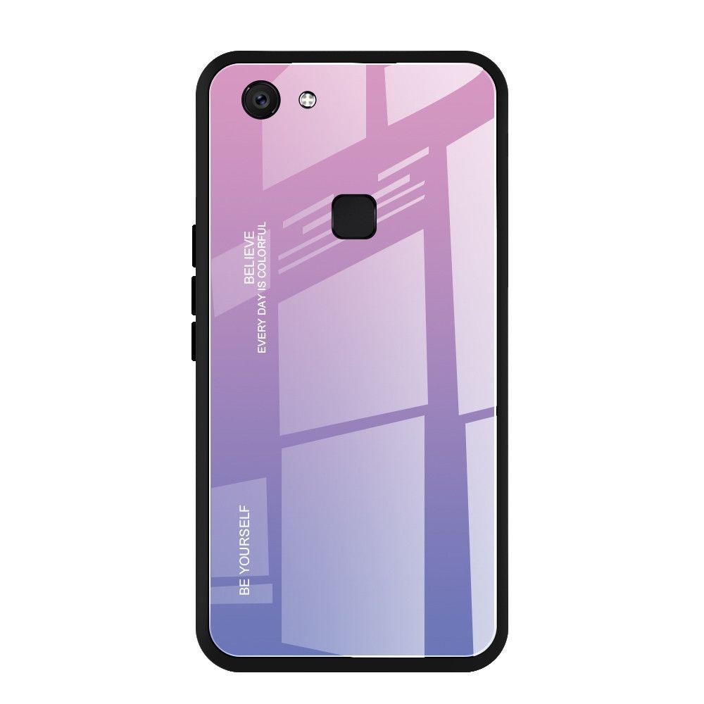Wewoo - Coque Pour Vivo V7 Gradient Color Glass Case Light Purple - Coque, étui smartphone