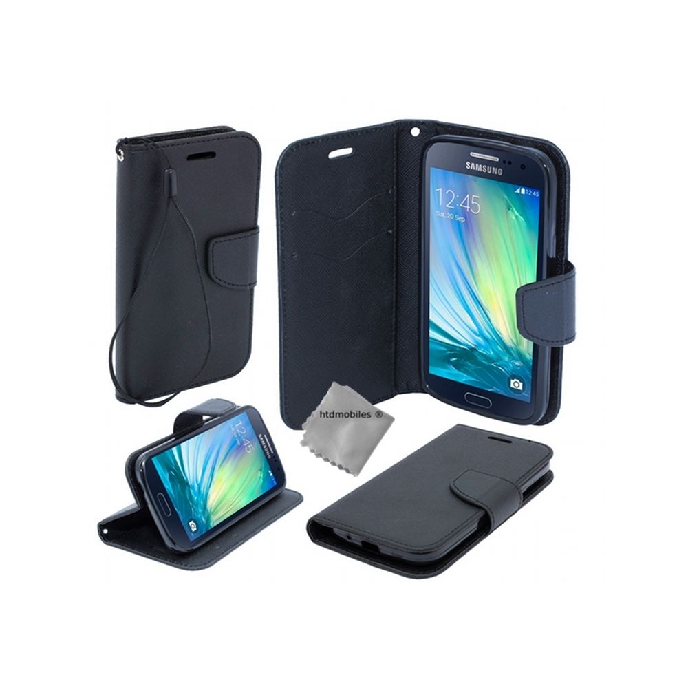 Htdmobiles - Housse etui coque pochette portefeuille pour Samsung Galaxy A5 (version 2016) + verre trempe - NOIR / NOIR - Autres accessoires smartphone