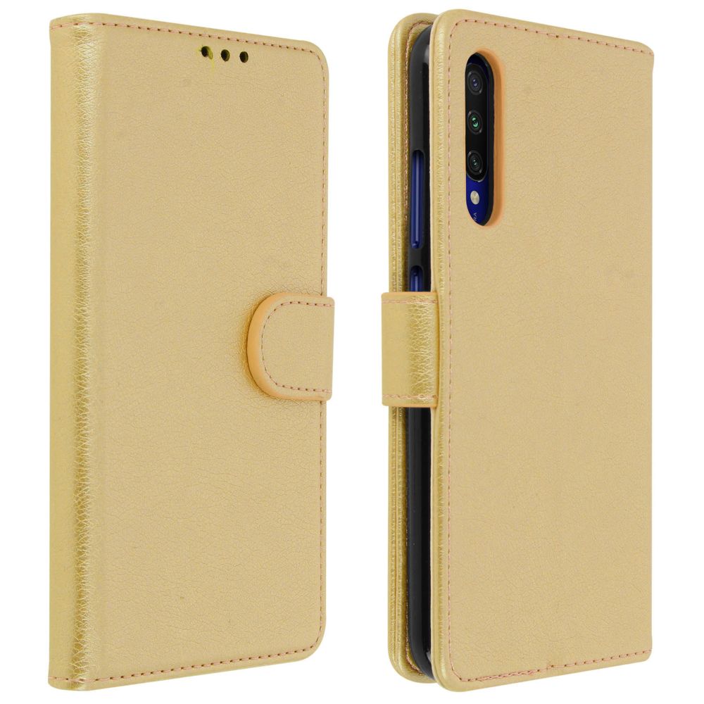 Avizar - Étui Xiaomi Mi A3 Housse Intégrale Porte-cartes Fonction Support doré - Coque, étui smartphone