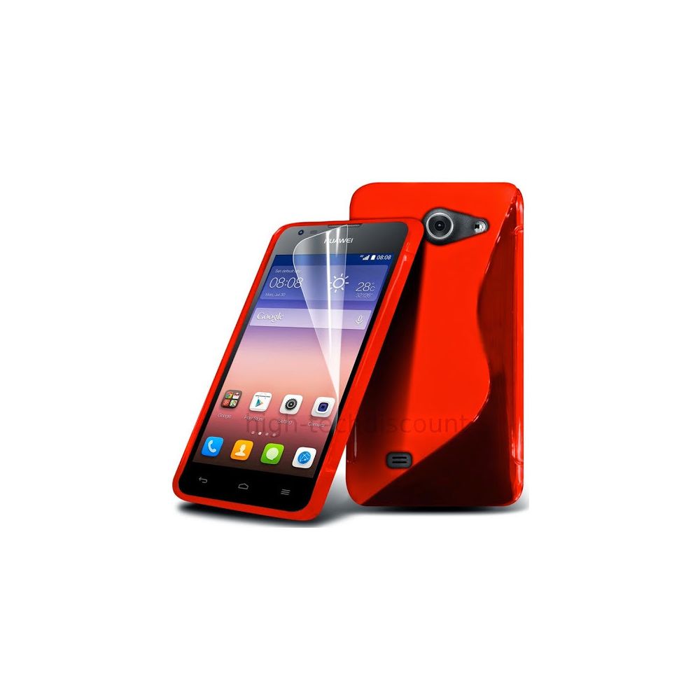Htdmobiles - Housse etui coque pochette silicone gel fine pour Huawei Ascend Y550 + film ecran - ROUGE - Autres accessoires smartphone