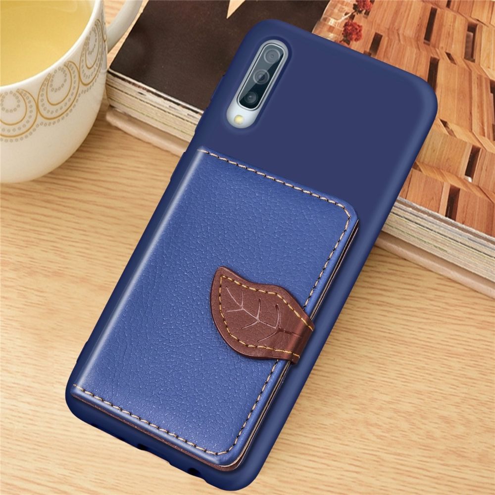 Wewoo - Coque Renforcée Litchi Pattern Card Bag Support de portefeuille + TPU Phone Case avec fente pour carte de Fonction Samsung A70 Bleu - Coque, étui smartphone