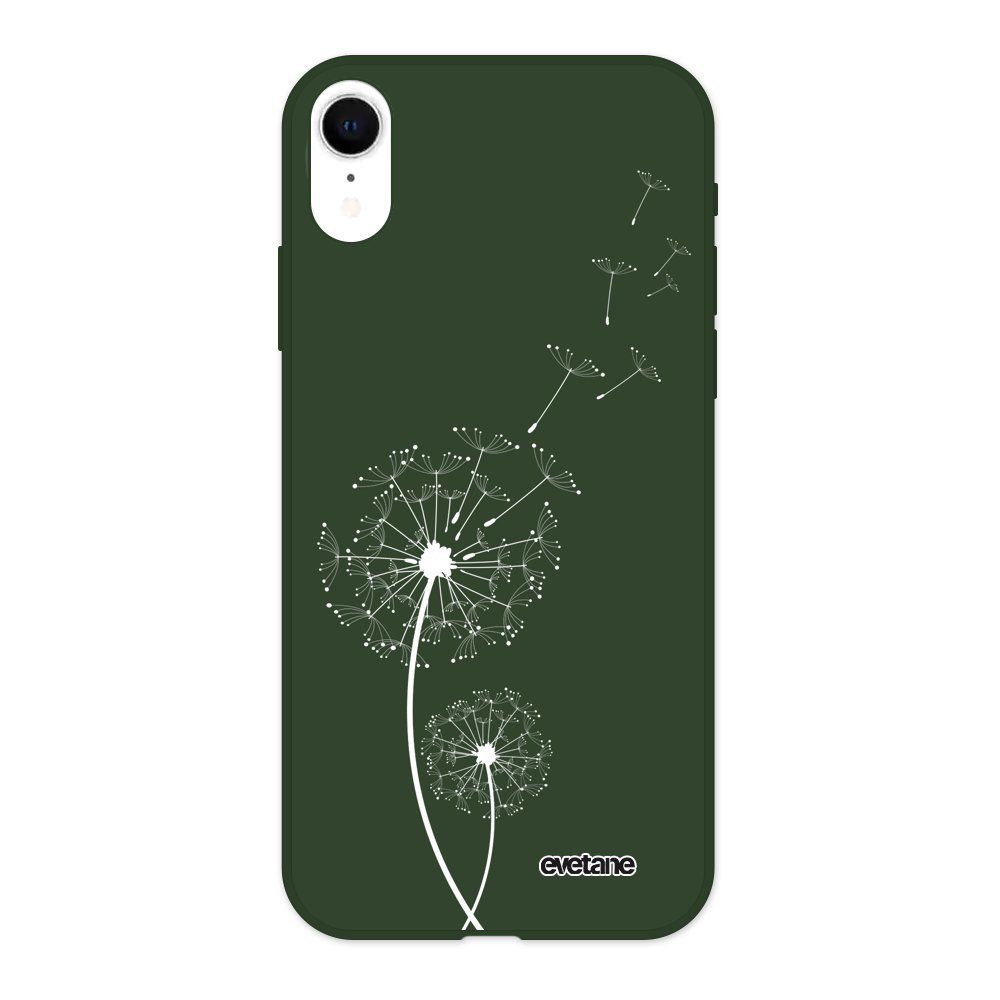 Evetane - Coque iPhone Xr Silicone Liquide Douce vert kaki Pissenlit blanc Ecriture Tendance et Design Evetane - Coque, étui smartphone