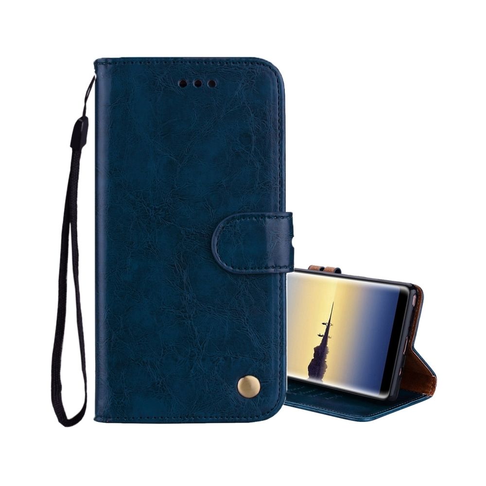 Wewoo - Coque bleu pour Sumsung Galaxy Note 8 Business Style huile de cire horizontale flip étui en cuir avec titulaire et fentes cartes porte-monnaie - Coque, étui smartphone