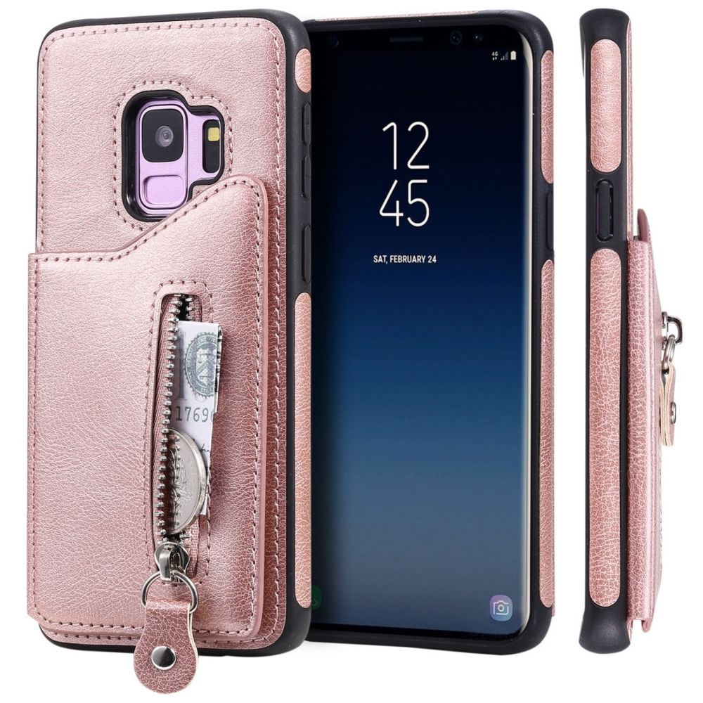 Wewoo - Coque Pour Galaxy S9 étui de protection antichoc à double boucle solide or rose - Coque, étui smartphone