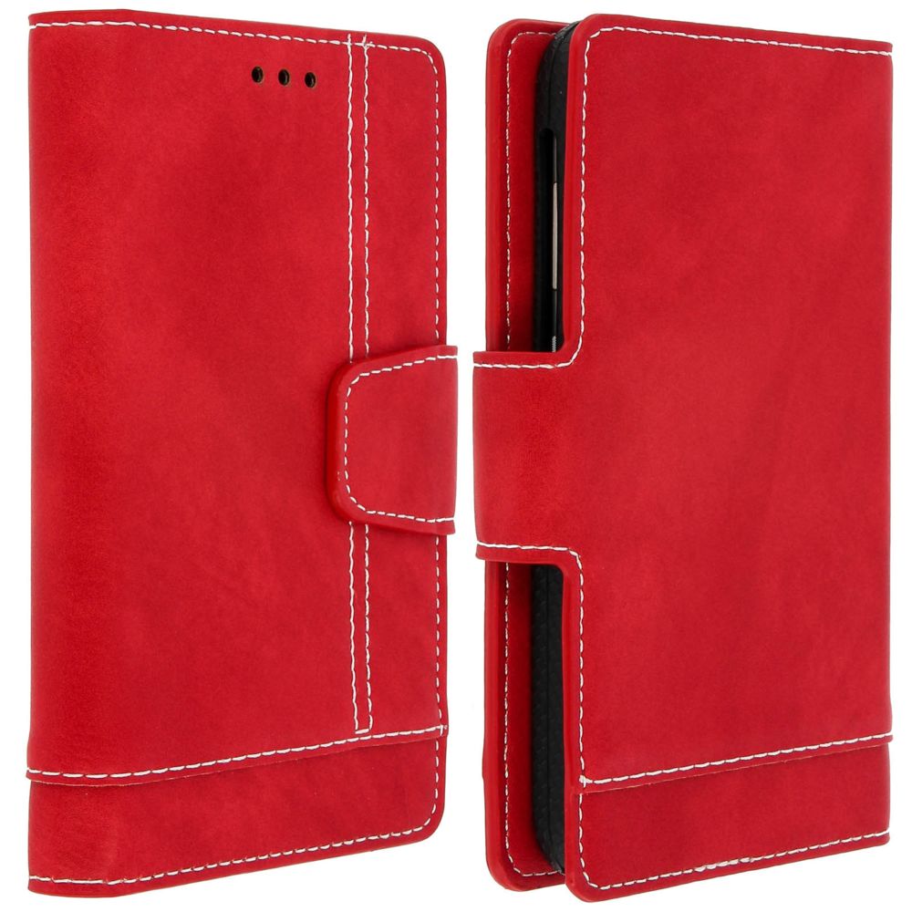 Avizar - Housse Smartphone 5.5 à 6 pouces Universelle Etui Portefeuille Rouge Coque Slide - Coque, étui smartphone