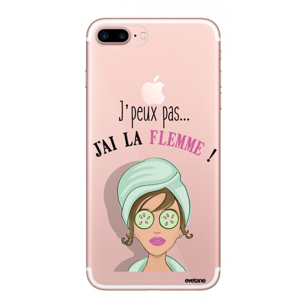 Evetane - Coque iPhone 7 Plus / 8 Plus souple transparente J'ai La Flemme Motif Ecriture Tendance Evetane. - Coque, étui smartphone
