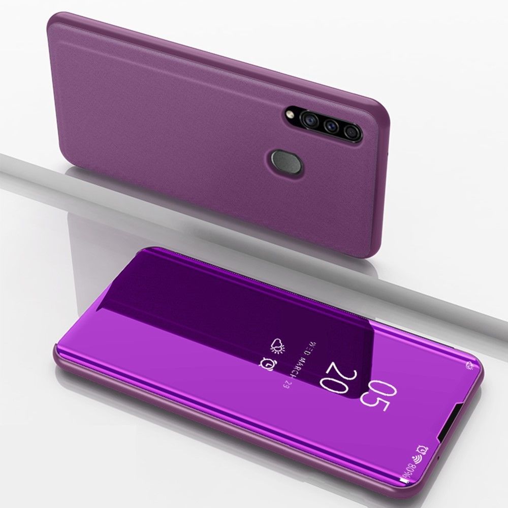 marque generique - Etui en PU miroir surface vue fenêtre bascule violet pour votre Samsung Galaxy A20s - Coque, étui smartphone