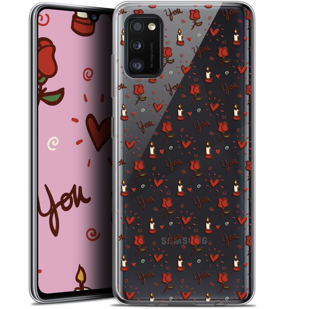 Caseink - Coque Pour Samsung Galaxy A41 (6.1 ) [Gel HD Collection Love Saint Valentin Design Bougies et Roses - Souple - Ultra Fin - Imprimé en France] - Coque, étui smartphone