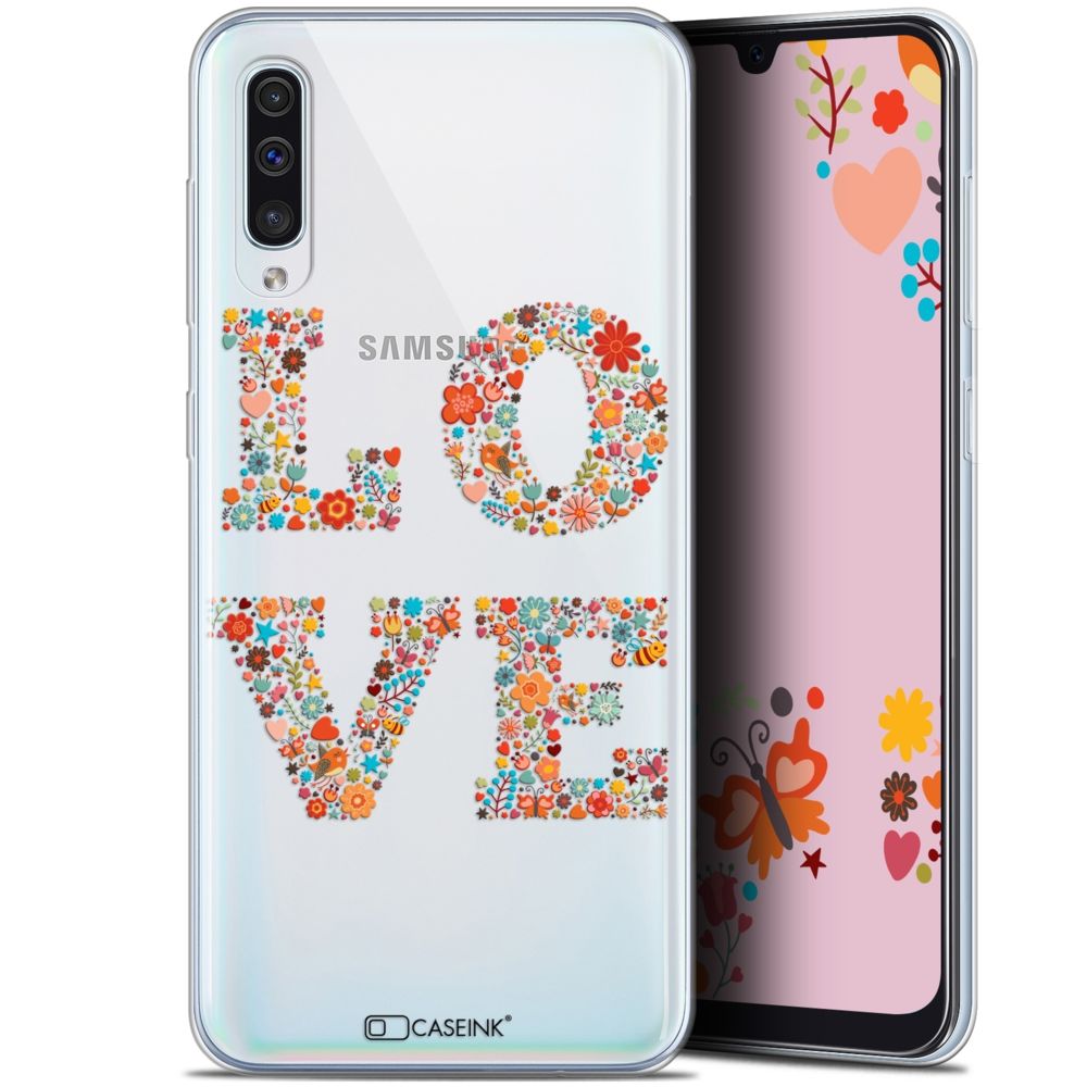 Caseink - Coque Pour Samsung Galaxy A50 (6.4 ) [Gel HD Collection Summer Design Love Flowers - Souple - Ultra Fin - Imprimé en France] - Coque, étui smartphone