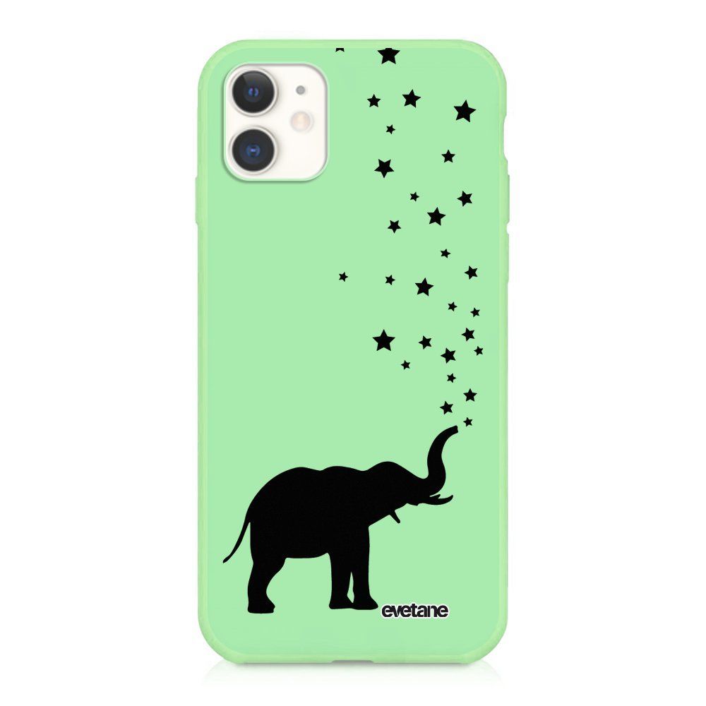 Evetane - Coque iPhone 11 Silicone Liquide Douce vert pâle Elephant Ecriture Tendance et Design Evetane - Coque, étui smartphone