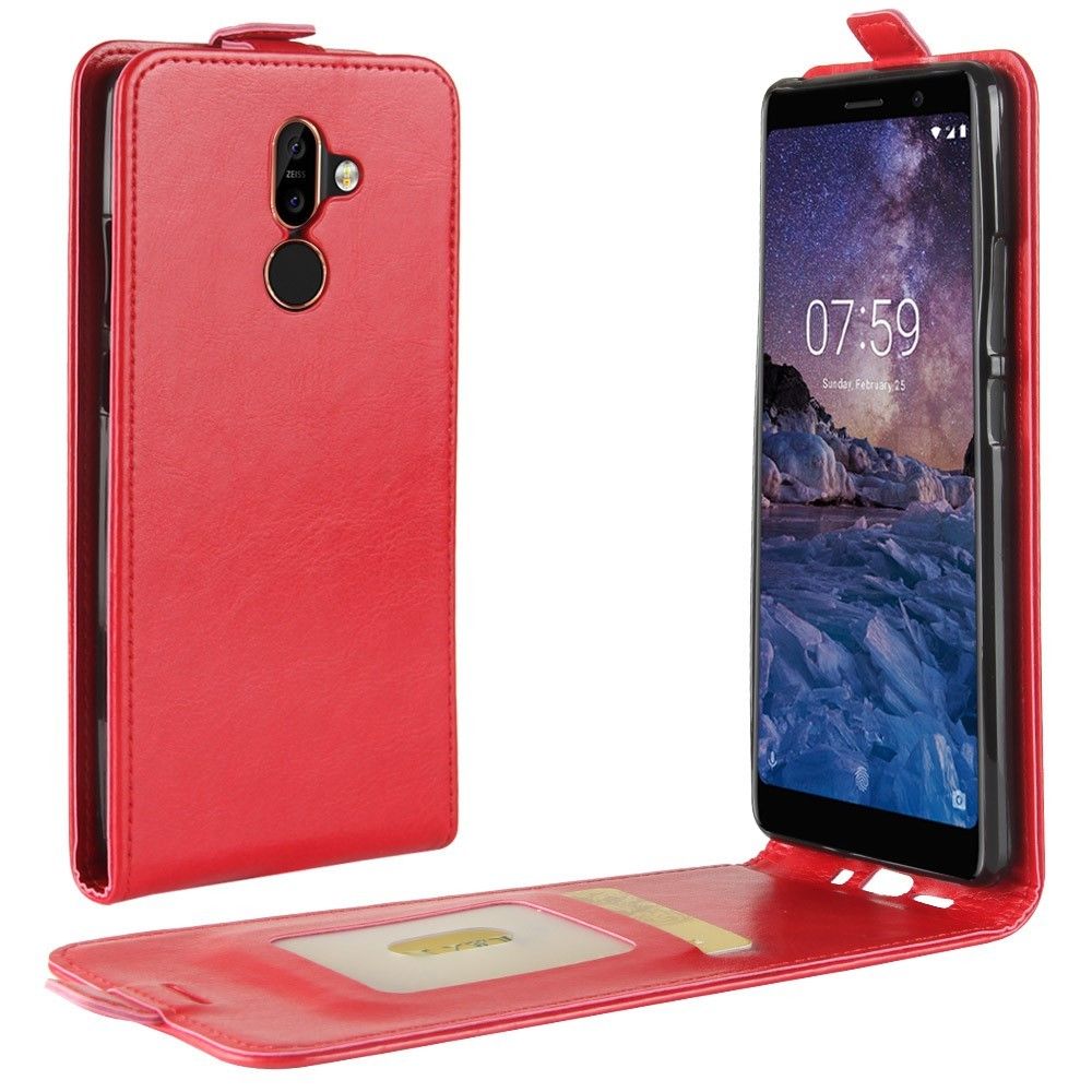 marque generique - Etui en PU   vertical avec emplacement pour photocarte rouge pour Nokia 7 plus - Autres accessoires smartphone