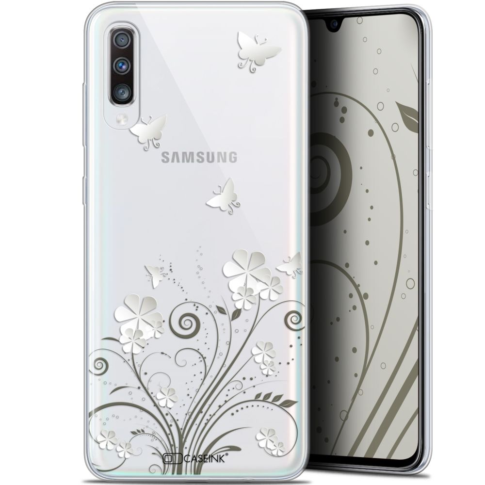 Caseink - Coque Pour Samsung Galaxy A70 (6.7 ) [Gel HD Collection Summer Design Papillons - Souple - Ultra Fin - Imprimé en France] - Coque, étui smartphone