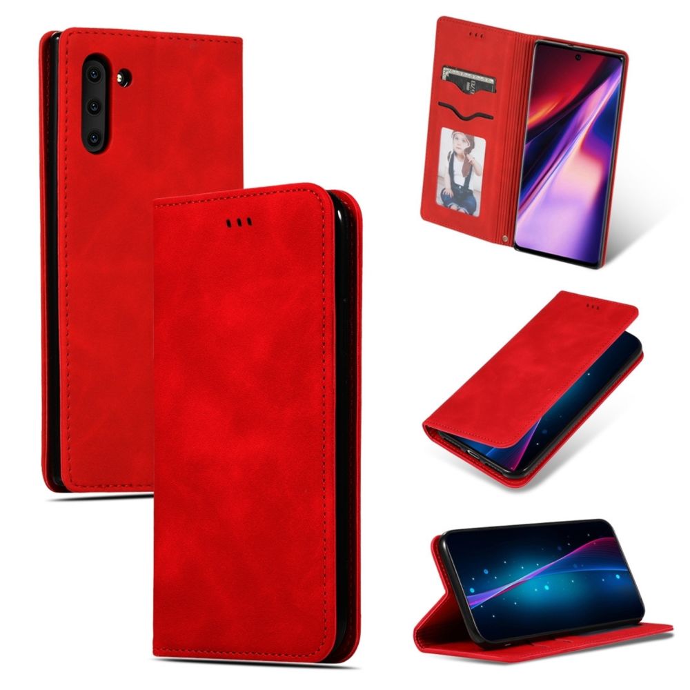 Wewoo - Housse Étui Coque Etui en cuir avec rabat horizontal magnétique Business Skin Feel pour Galaxy Note 10 rouge - Coque, étui smartphone