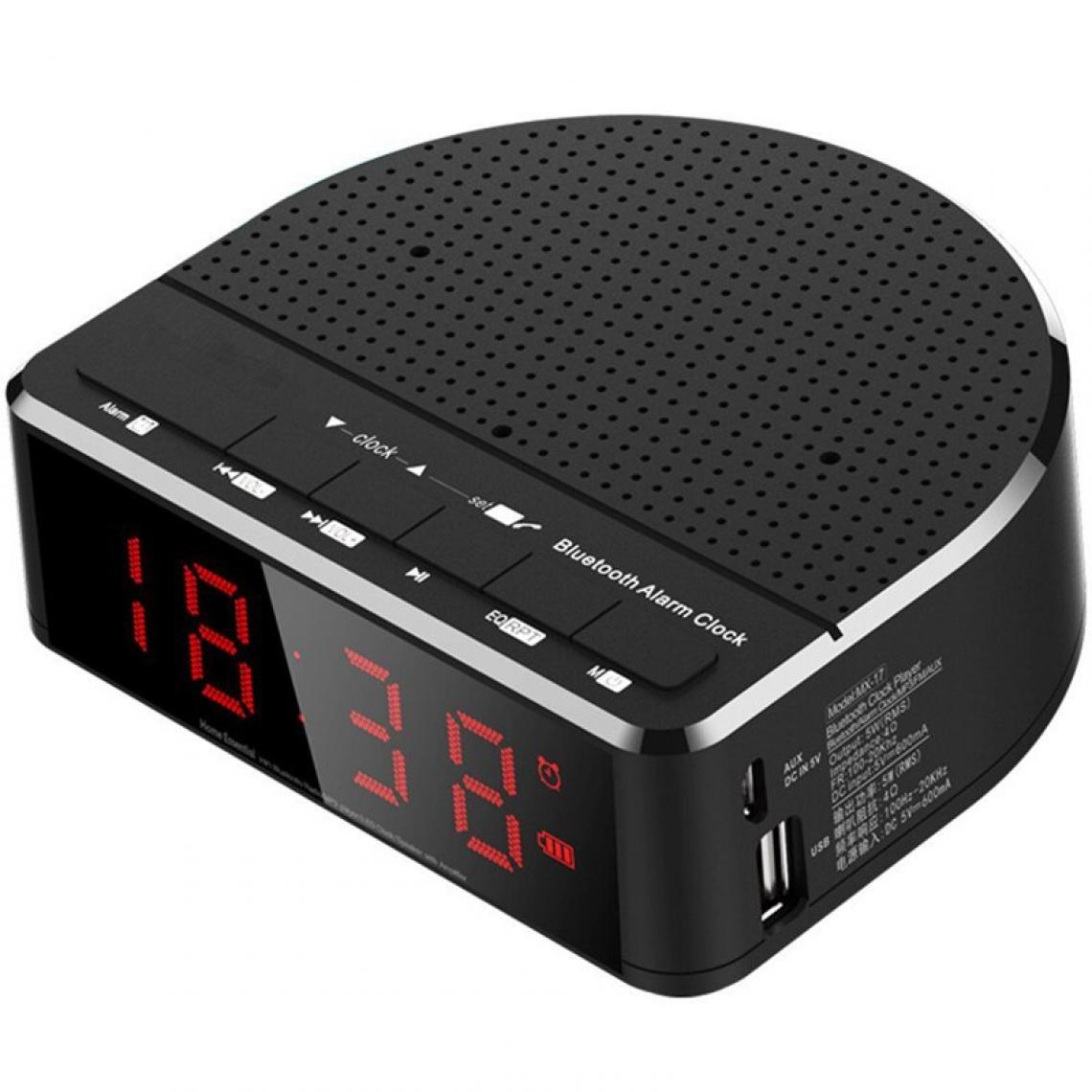 Universal - Radio réveil numérique avec haut-parleur Bluetooth, moniteur numérique rouge avec 2 variateurs, radio FM, réveil LED de chevet avec port USB. 124 ; Subwoofer (noir) - Hauts-parleurs