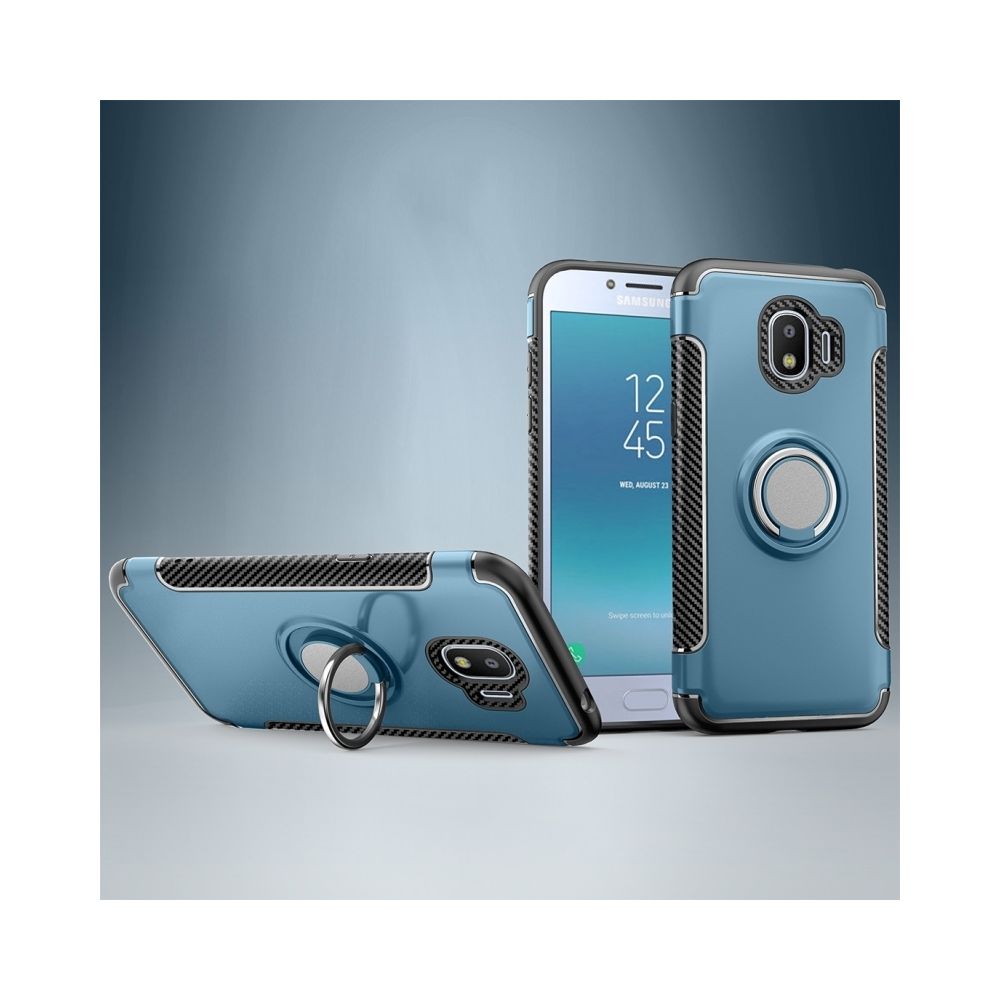 Wewoo - Coque Étui de protection magnétique à 360 degrés avec anneau de rotation pour Galaxy J2 Pro 2018 bleu marine - Coque, étui smartphone