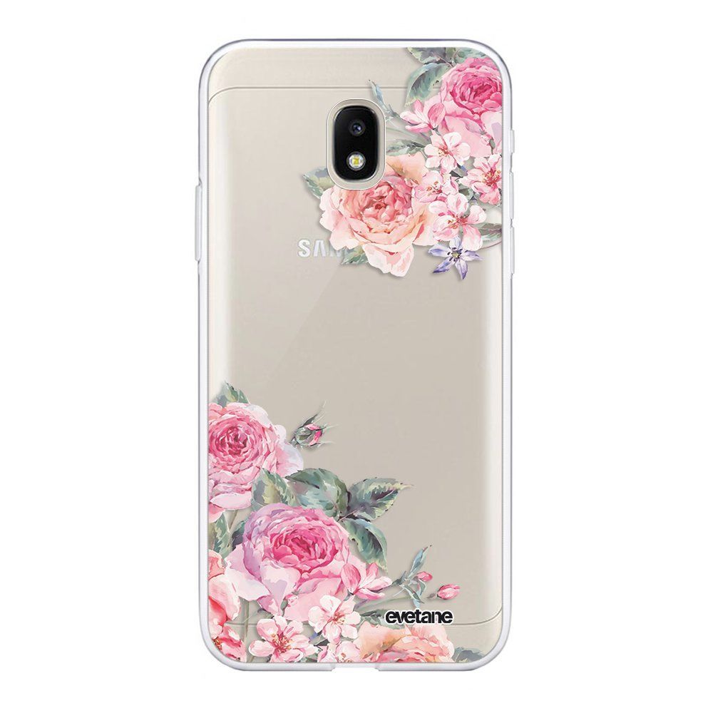 Evetane - Coque Samsung Galaxy J3 2017 souple transparente Roses roses Motif Ecriture Tendance Evetane. - Coque, étui smartphone