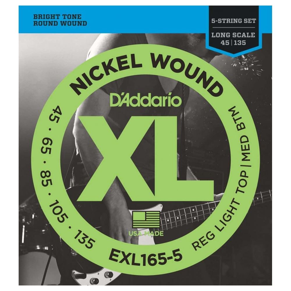 D'Addario - D'addario EXL165-5 - Jeu de cordes basse électrique 5 cordes 45-135 - Accessoires instruments à cordes