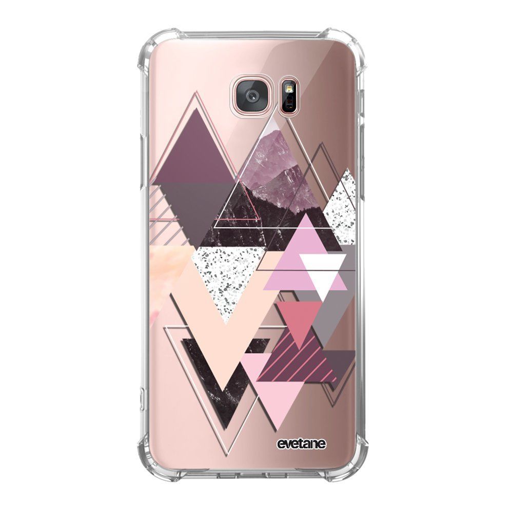 Evetane - Coque Samsung Galaxy S7 Edge anti-choc souple avec angles renforcés transparente Triangles Design Evetane - Coque, étui smartphone