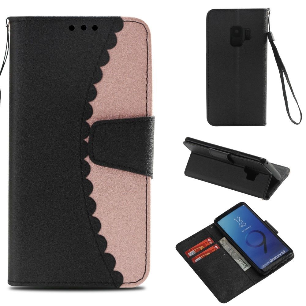marque generique - Etui en PU épissage bi-couleur noir/or rose pour votre Samsung Galaxy S9 SM-G960 - Autres accessoires smartphone