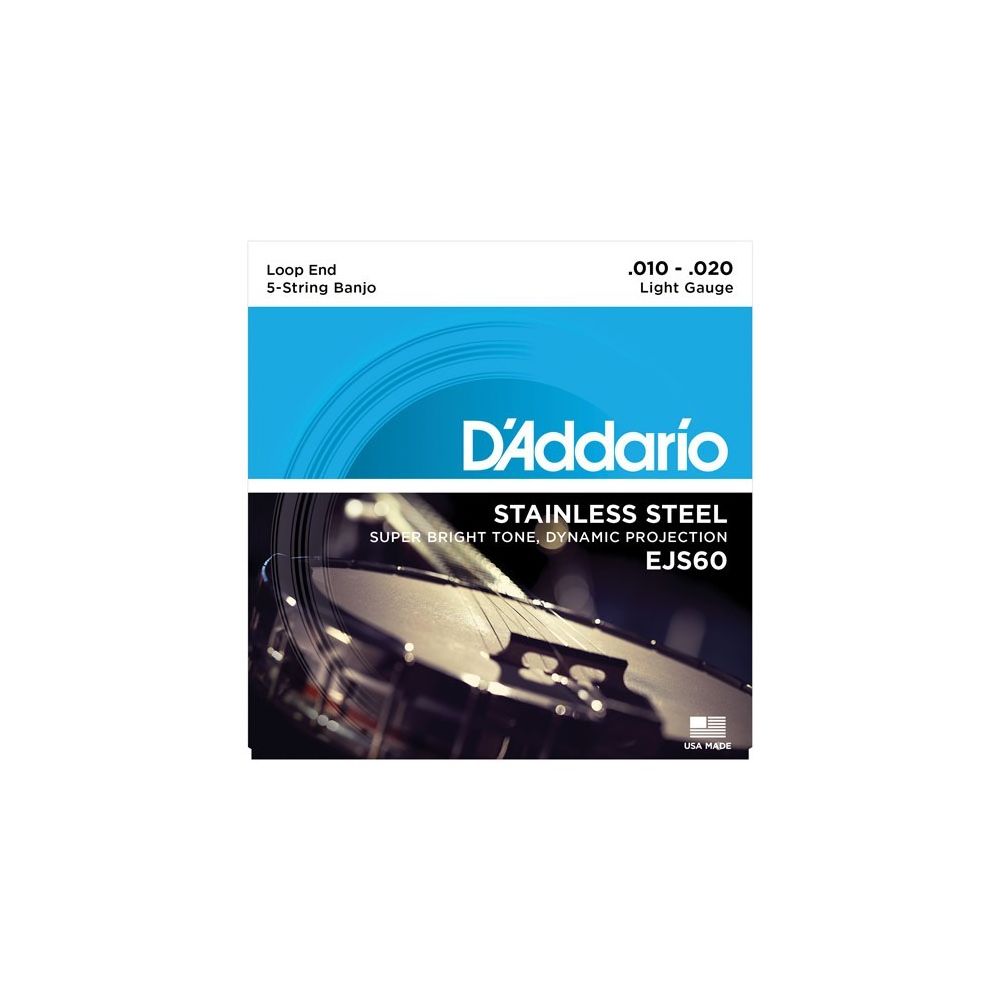 D'Addario - D'Addario EJS60 Light 10-20 - Jeu de cordes Banjo 5 cordes - Accessoires instruments à cordes