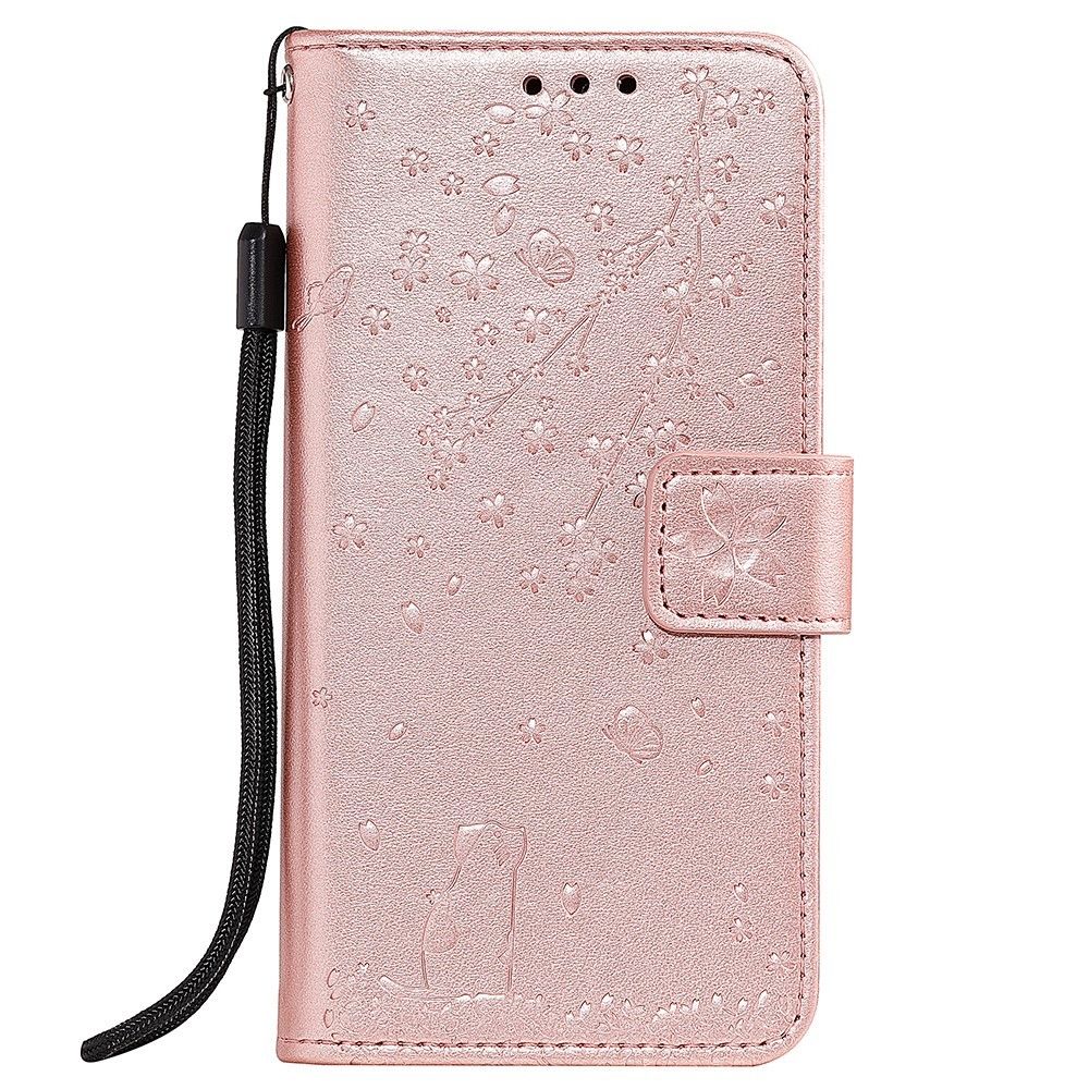 marque generique - Etui en PU sakura chat or rose pour votre Samsung Galaxy A80/A90 - Coque, étui smartphone