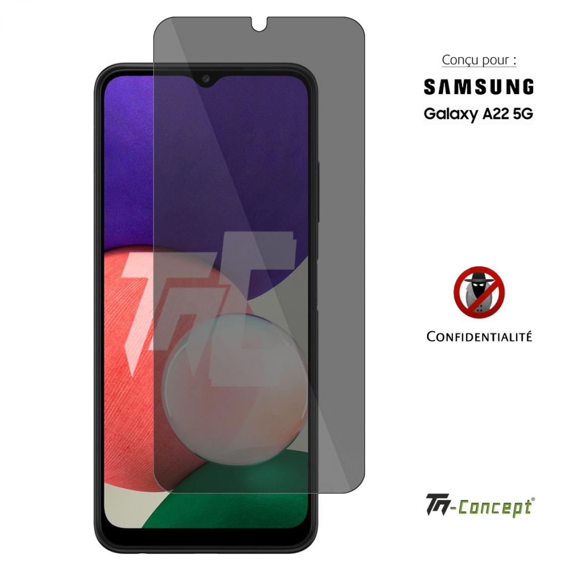 Tm Concept - Verre trempé teinté - Samsung Galaxy A22 5G - Anti-espion - TM Concept® - Protection écran smartphone