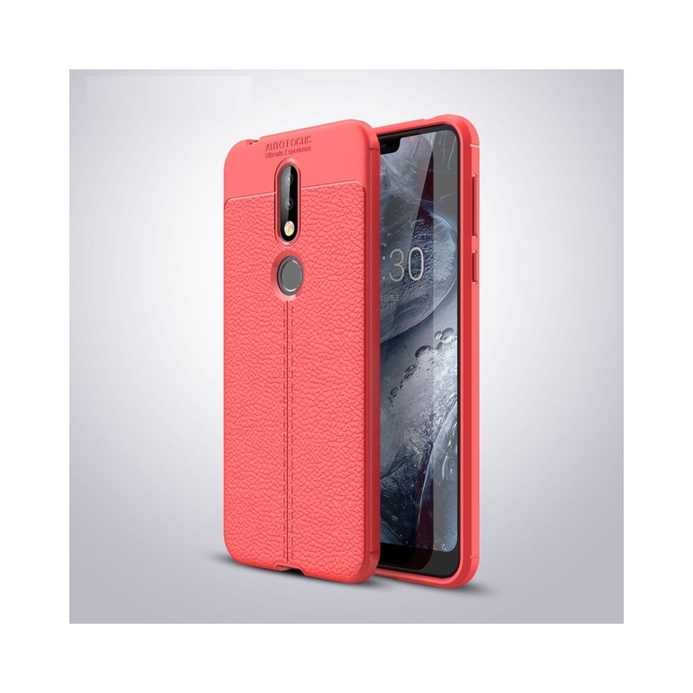 Wewoo - Coque antichoc TPU Litchi Texture pour Nokia 7.1 (rouge) - Coque, étui smartphone