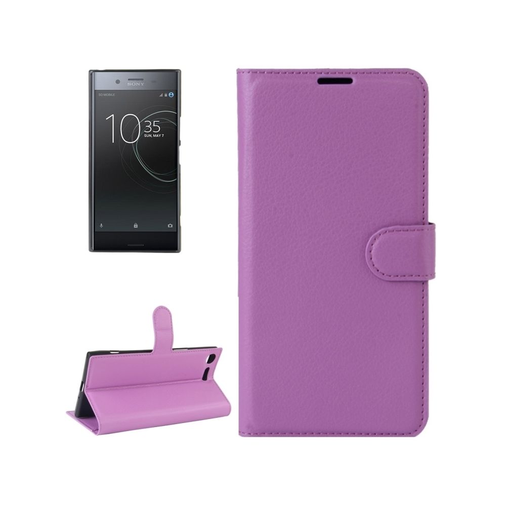 Wewoo - Housse Étui Violet pour Sony Xperia XZ Premium Litchi Texture horizontale en cuir Flip avec support et Slots de cartes Portefeuille - Coque, étui smartphone