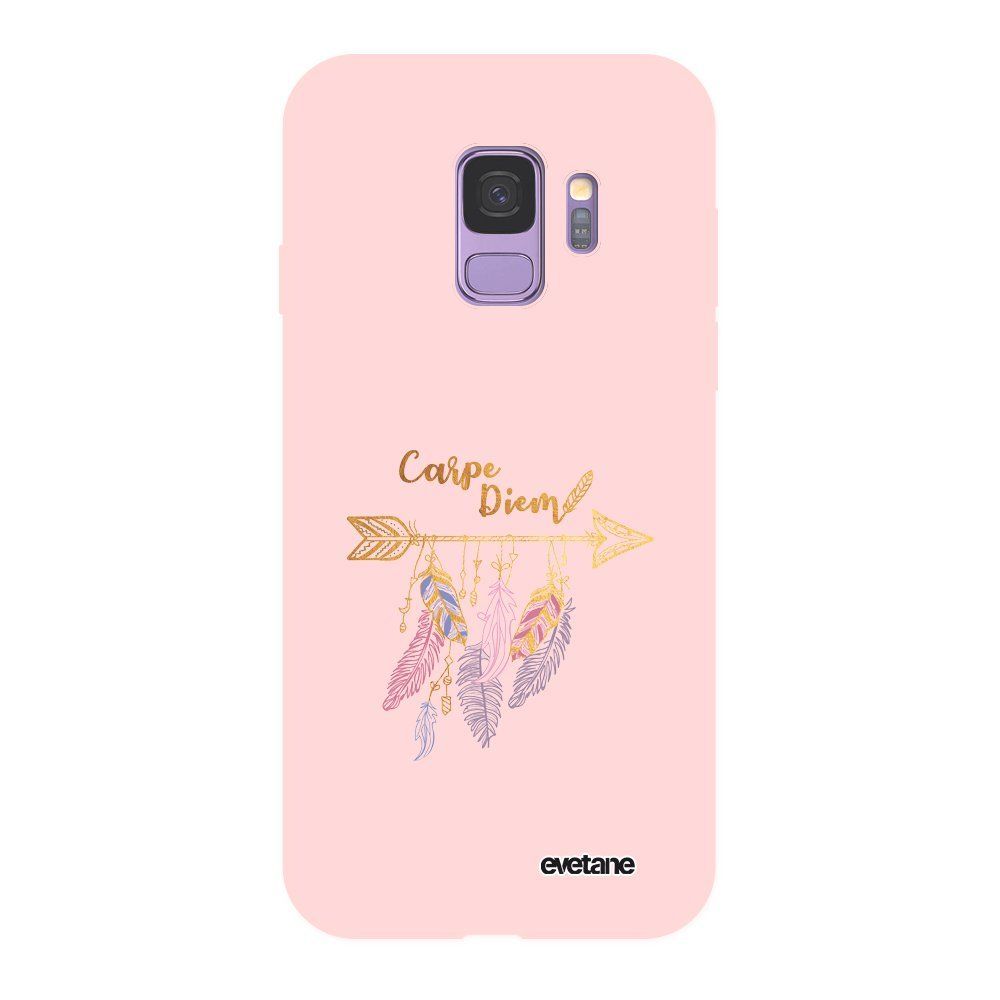Evetane - Coque Samsung Galaxy S9 Silicone Liquide Douce rose Carpe Diem Or Evetane. - Coque, étui smartphone