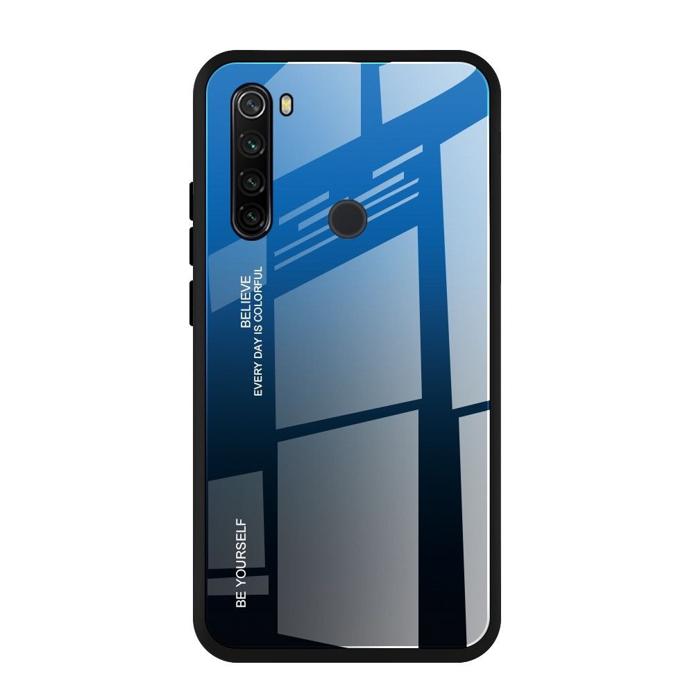 Wewoo - Coque Pour Xiaomi Redmi Note 8T Gradient Color Glass Case Blue - Coque, étui smartphone