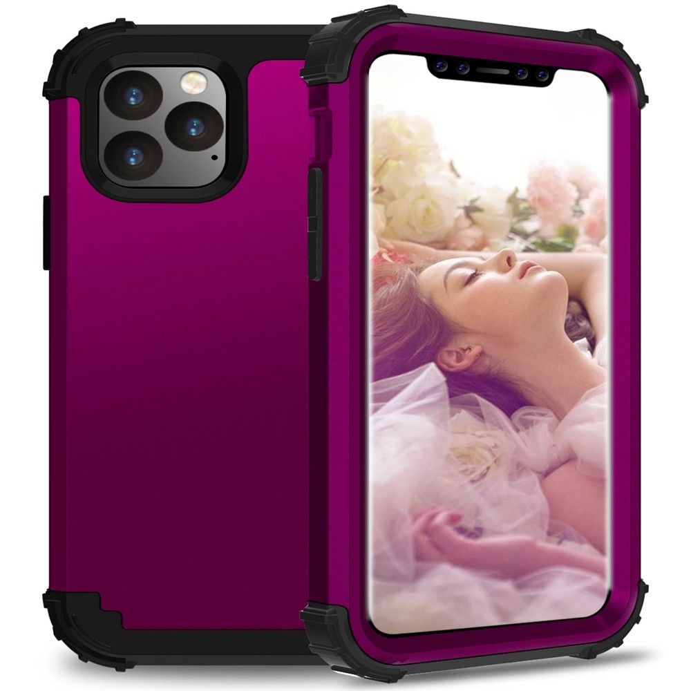 Wewoo - Coque Rigide Pour iPhone 11 Pro PC + Silicone Protection anti-chute téléphone portable en trois parties violet foncé - Coque, étui smartphone