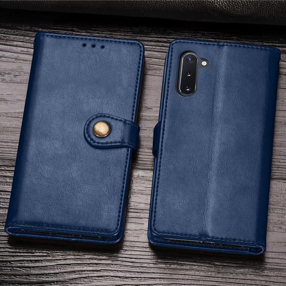 marque generique - Etui en PU avec support et cordon fermeture magnétique bleu pour votre Samsung Galaxy Note 10 - Coque, étui smartphone