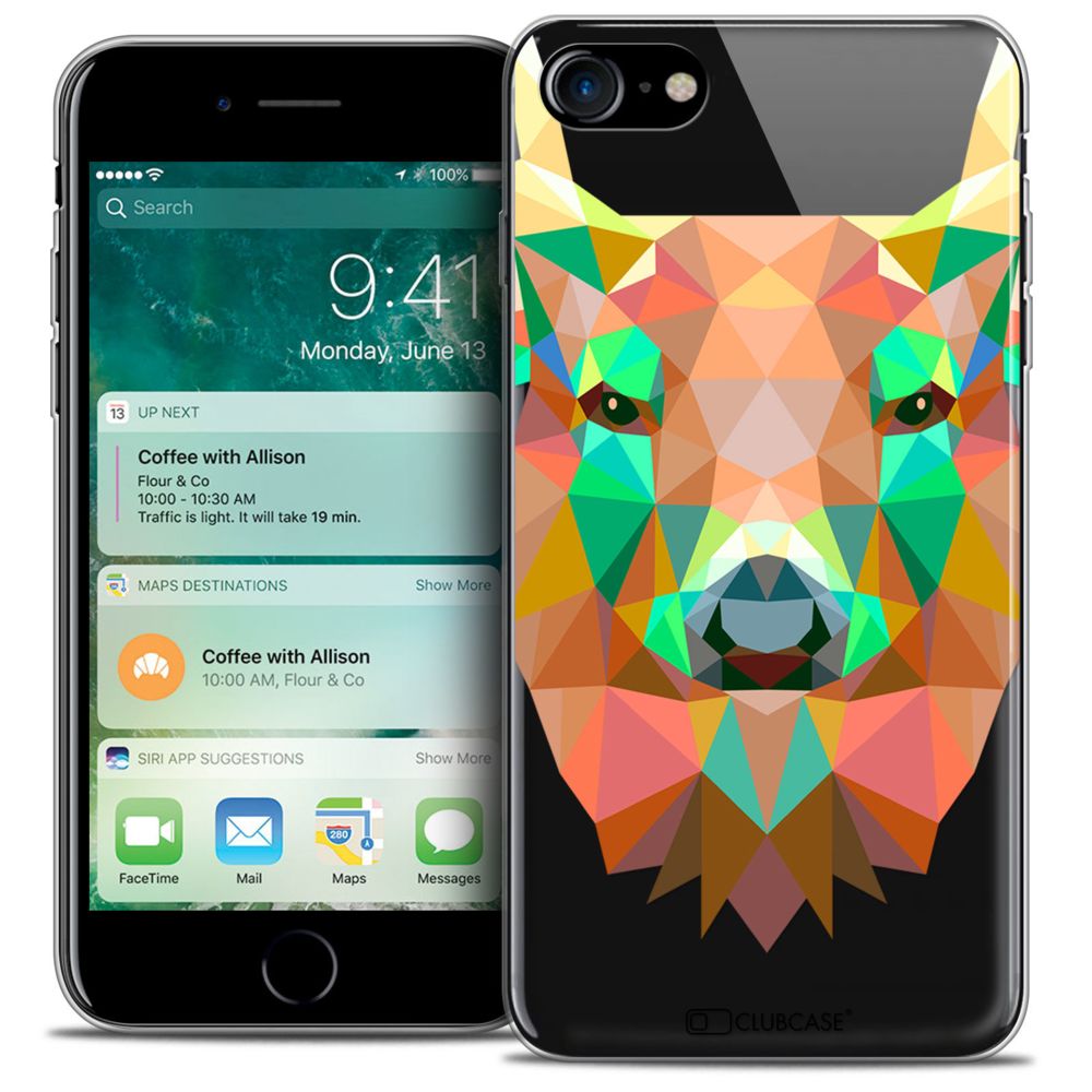 Caseink - Coque Housse Etui Apple iPhone 7 (4.7 ) [Crystal Gel HD Polygon Series Animal - Souple - Ultra Fin - Imprimé en France] Cerf - Coque, étui smartphone