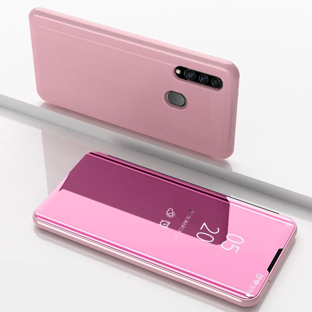 marque generique - Etui en PU miroir surface vue fenêtre bascule rose pour votre Samsung Galaxy A20s - Coque, étui smartphone