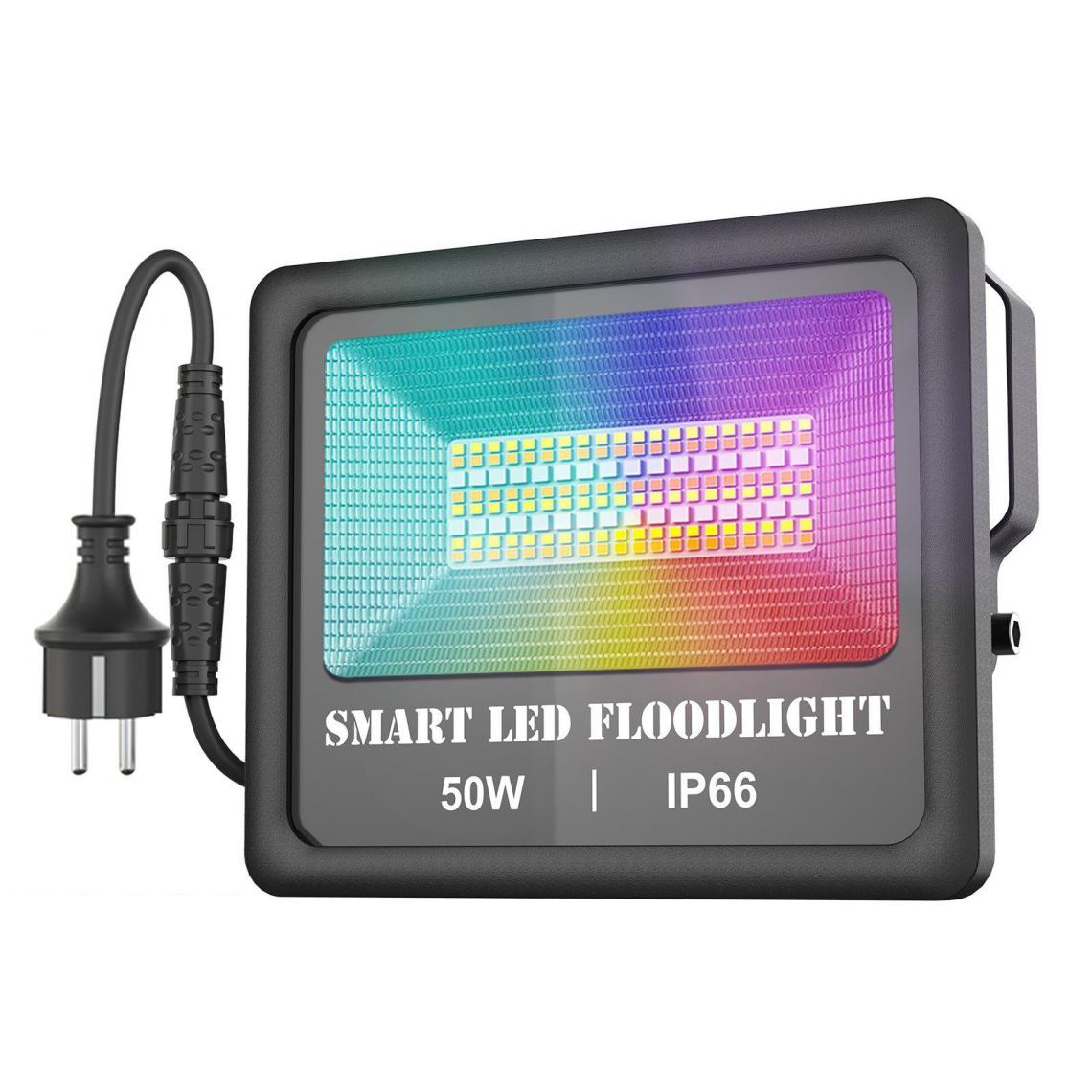 Justgreenbox - 100-240V 50W BT Connected Connection LED Flood Light IP66 Lampe de tache de résistance à l'eau - T6112211962955 - Effets à LED