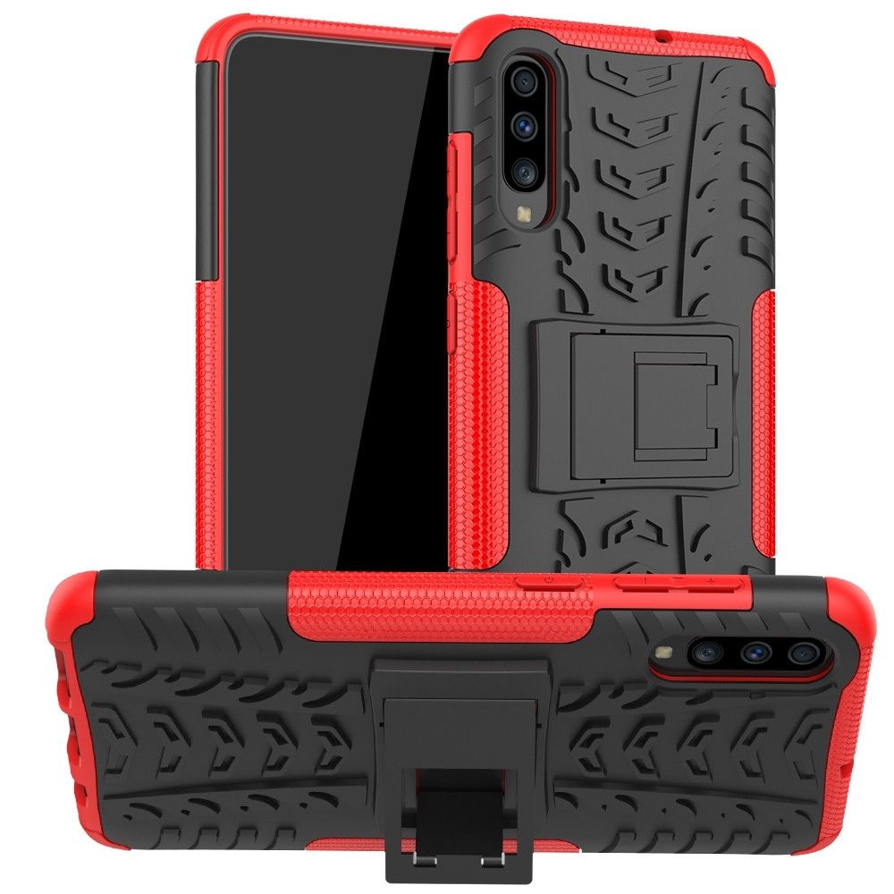 Wewoo - Coque Rigide Pour Galaxy A70s Texture TPU + PC Case antichoc avec support Rouge - Coque, étui smartphone