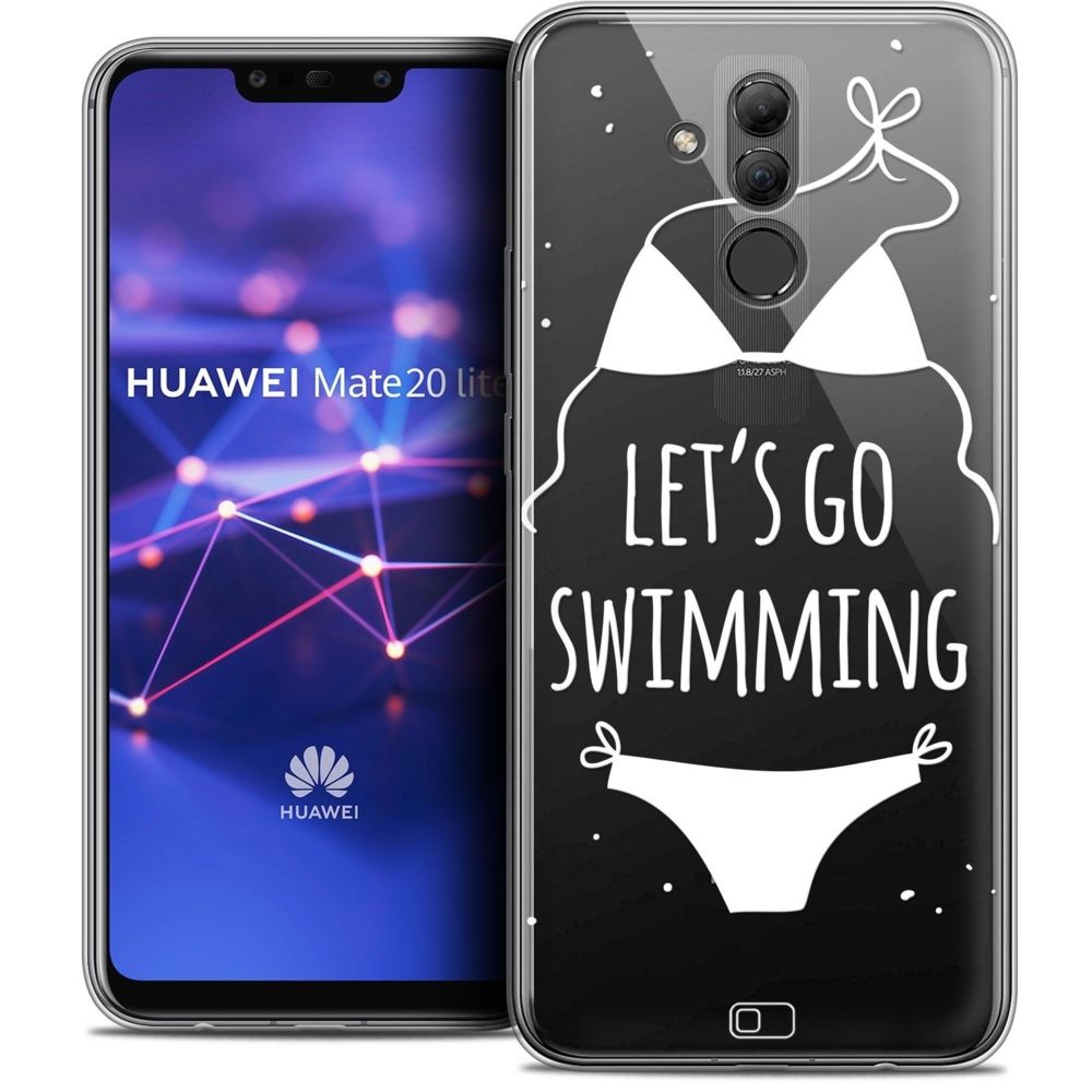 Caseink - Coque Housse Etui Huawei Mate 20 Lite (6.3 ) [Crystal Gel HD Collection Summer Design Let's Go Swim - Souple - Ultra Fin - Imprimé en France] - Coque, étui smartphone