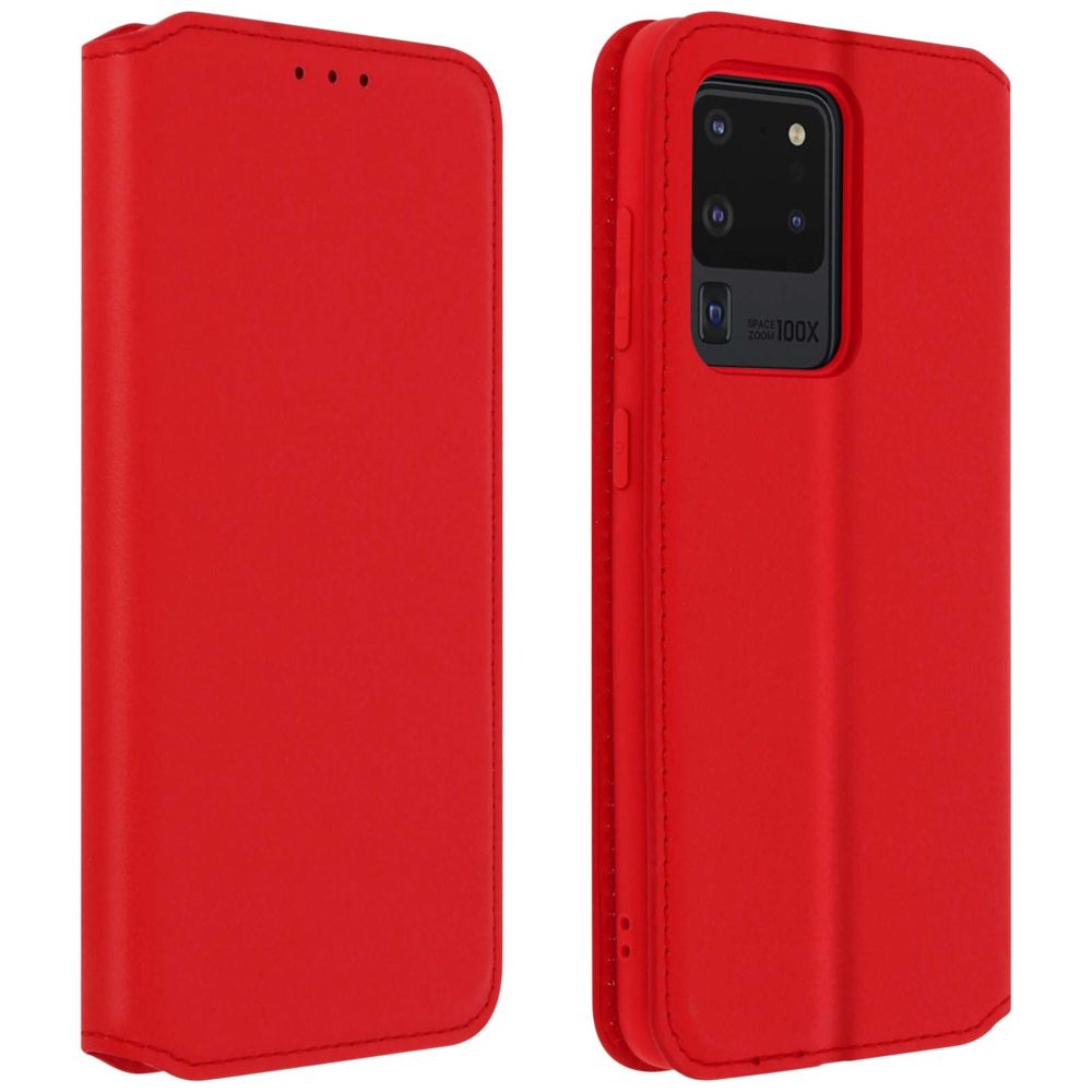 Avizar - Housse Samsung Galaxy S20 Ultra Étui Folio Portefeuille Fonction Support rouge - Coque, étui smartphone