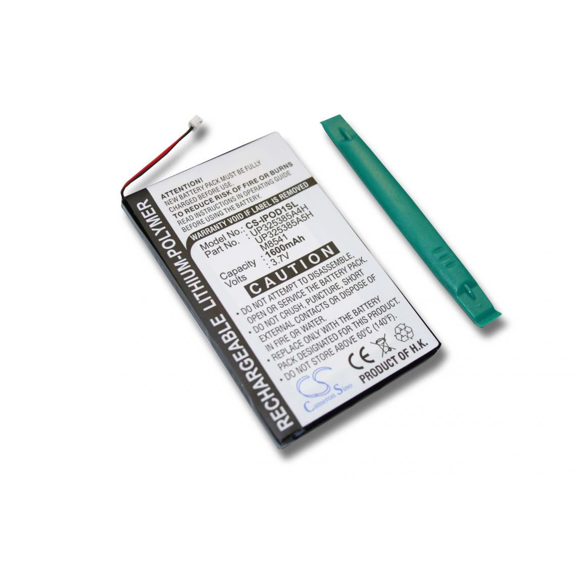 Vhbw - vhbw Batterie compatible avec Apple iPod 5GB M8697LL/A lecteur MP3 baladeur MP3 Player (1600mAh, 3,7V, Li-polymère) - Batteries électroniques